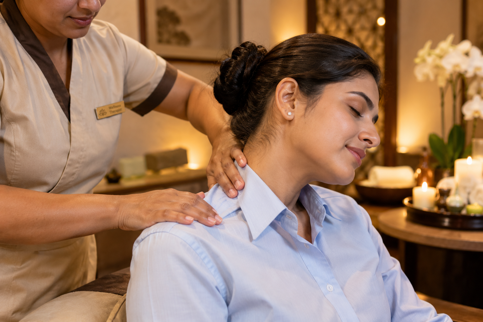 Neck and shoulder massage to relieve travel fatigue near Mumbai airport