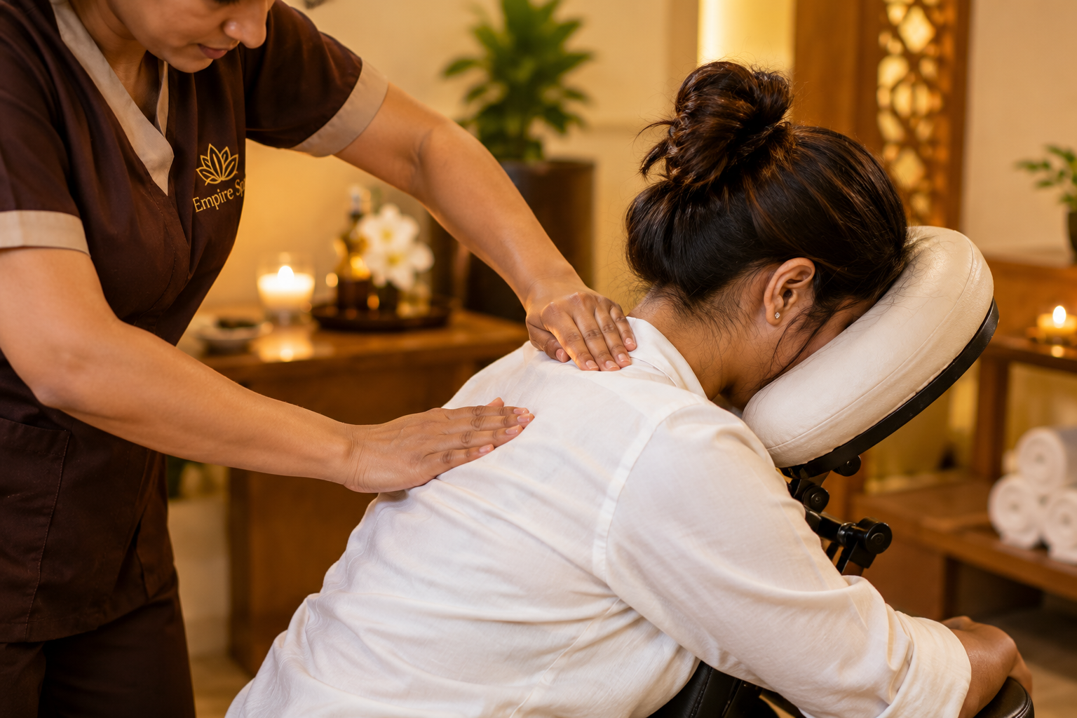 Back and shoulder massage technique for office stiffness