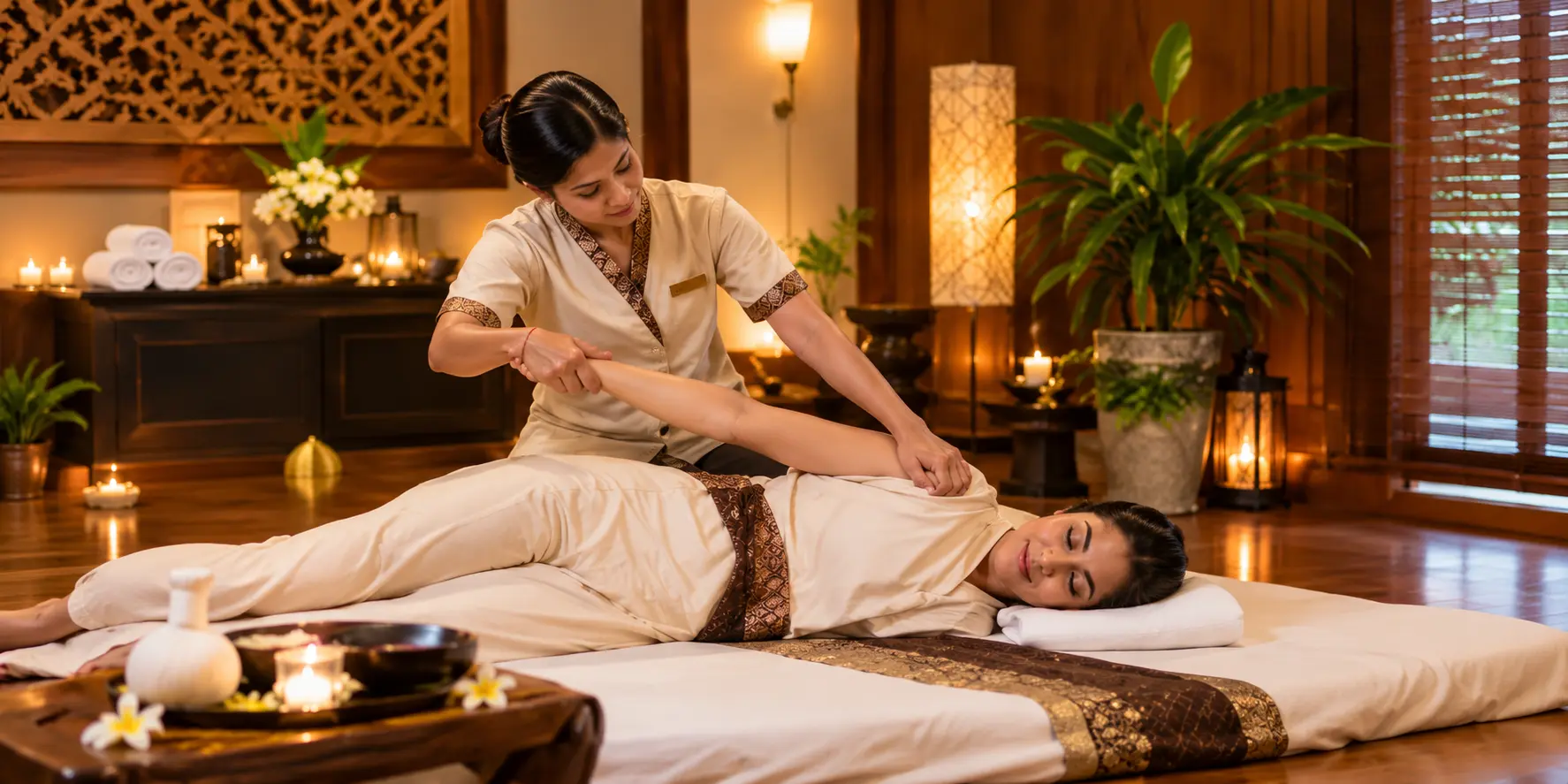 Gentle stretching technique used in Balinese massage at Empire Spa.